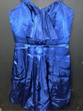 Blondie Nites Shiny Deep Blue Satin Party Dress